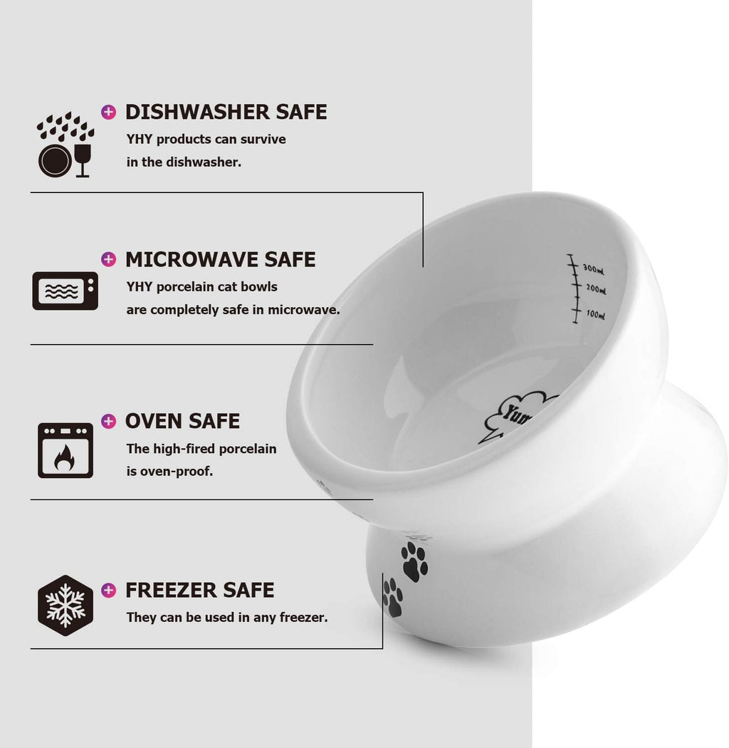 Elevated Cat Food Bowl, Raised Food and Water Bowl for Cat and Small Dog, Tilted Ceramic Water Bowls No Spill,15Oz, Dishwasher Safe