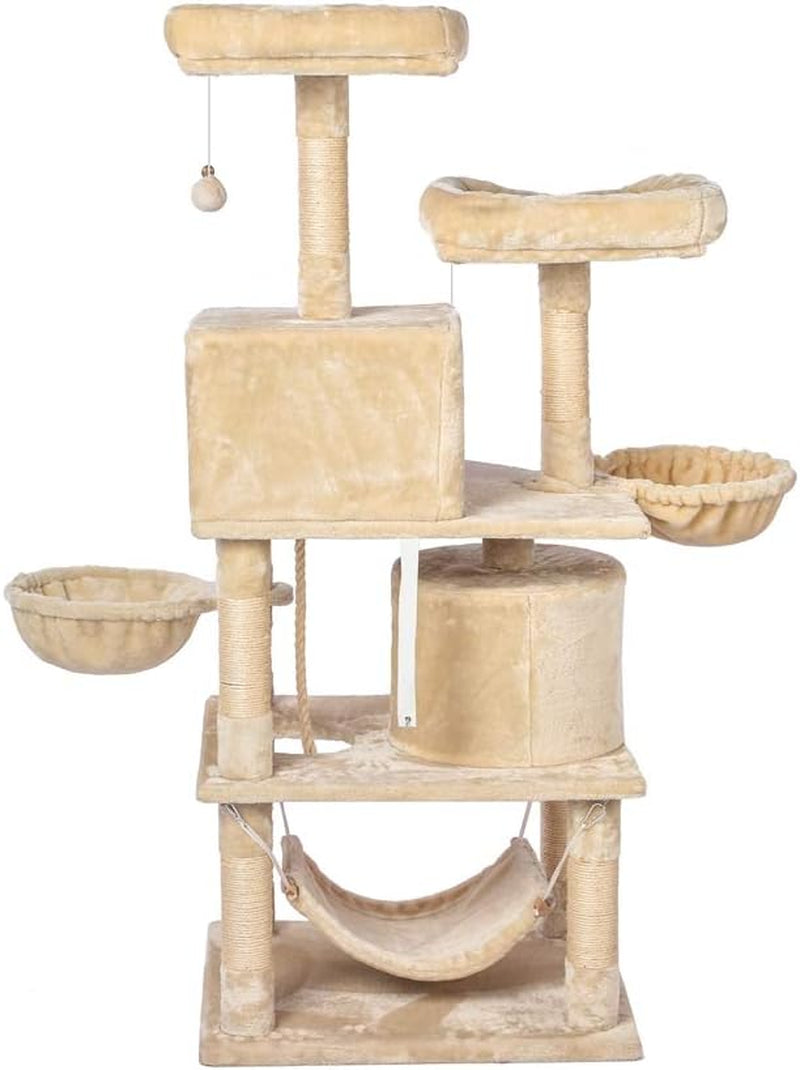 Cat Tree Tower, Cat Scratching Posts Tree Bed for Kittens, Cat Activity Tree with Plush Platform Bed (CT-E)