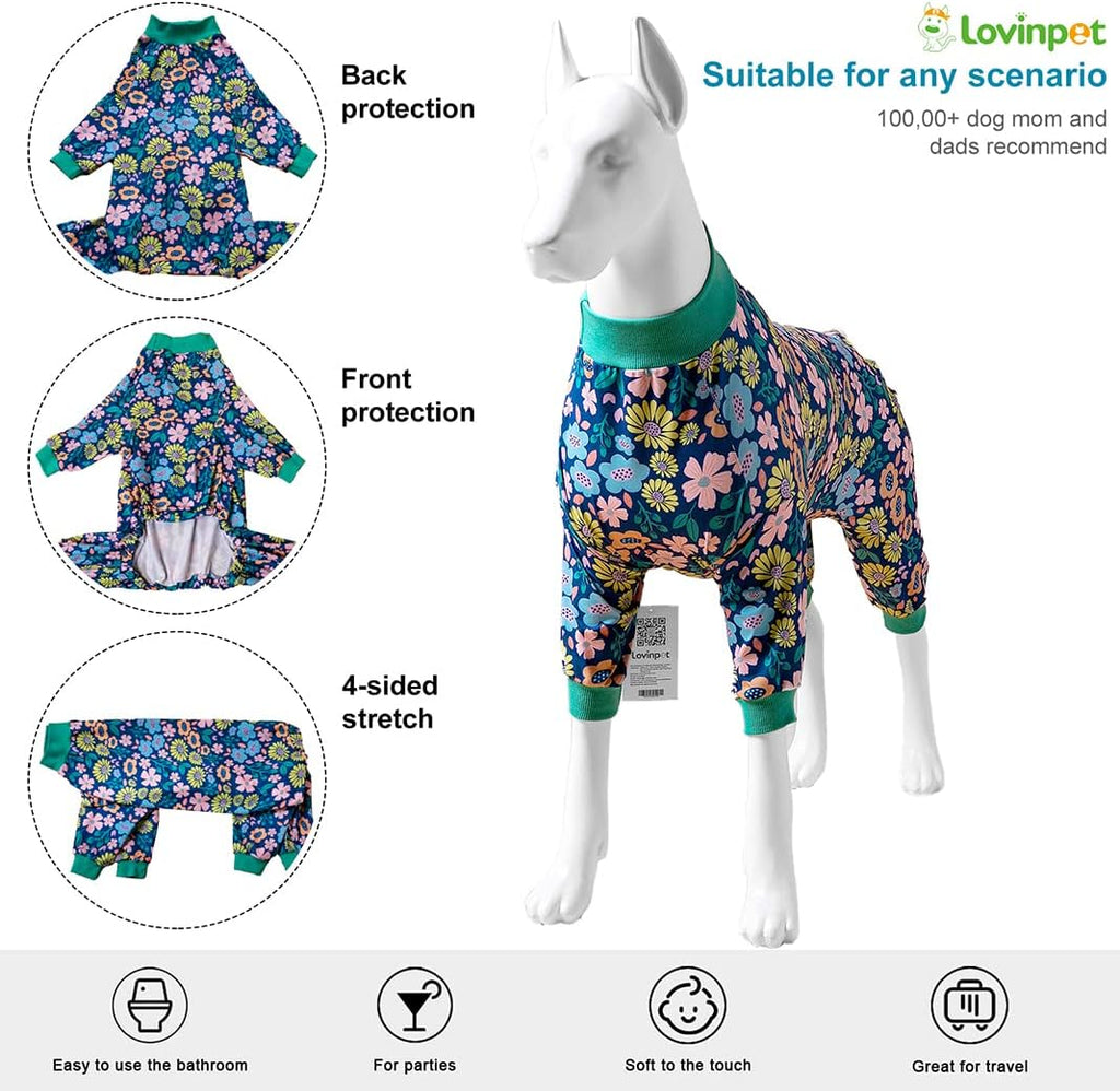 Onsie for Dog after Surgery Big Dogs, Big Dog Clothes, Post Surgery Onesie, Lightweight Fabric Pitbull Dog Pullover Pajamas, Puppy Pajamas, Pitbull Clothes, Blue Green L