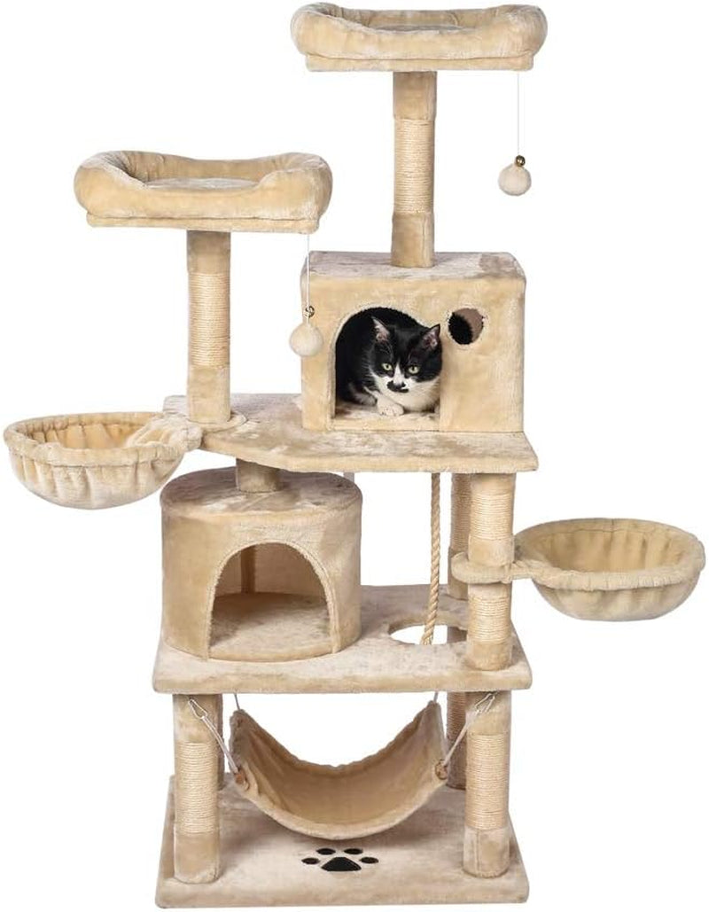 Cat Tree Tower, Cat Scratching Posts Tree Bed for Kittens, Cat Activity Tree with Plush Platform Bed (CT-E)
