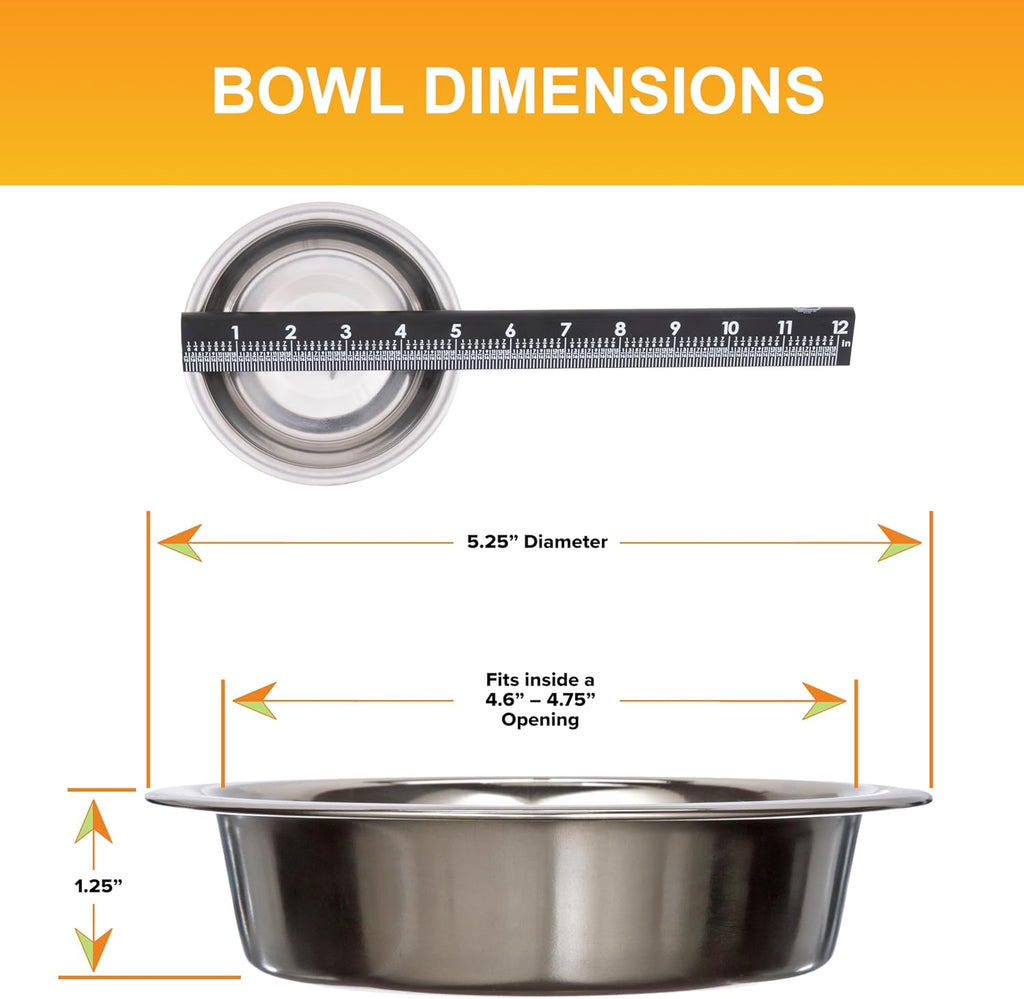 1 Cup (8 Oz.) Shallow Stainless Steel Cat Bowls, Set of 2 Neater Feeder Replacement Bowls (Express & Deluxe), Metal Cat Dishes for Food and Water, Whisker Friendly, Dishwasher Safe